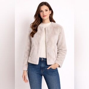 ZARA Women’s Faux Fur Coat Medium | Soft & Chic Snap Button Jacket